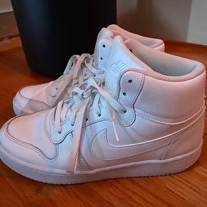 hightop white nike airforces